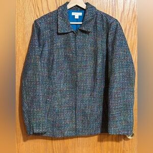 Coldwater Creek women’s plus sz 18 Multicolor Tweed Jacket zip. Q